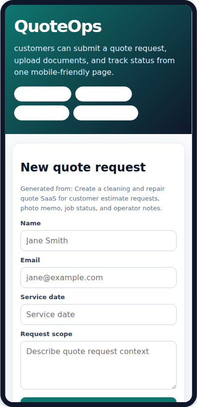 Service quote web app example