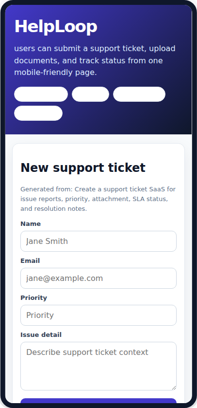 Support desk web app example